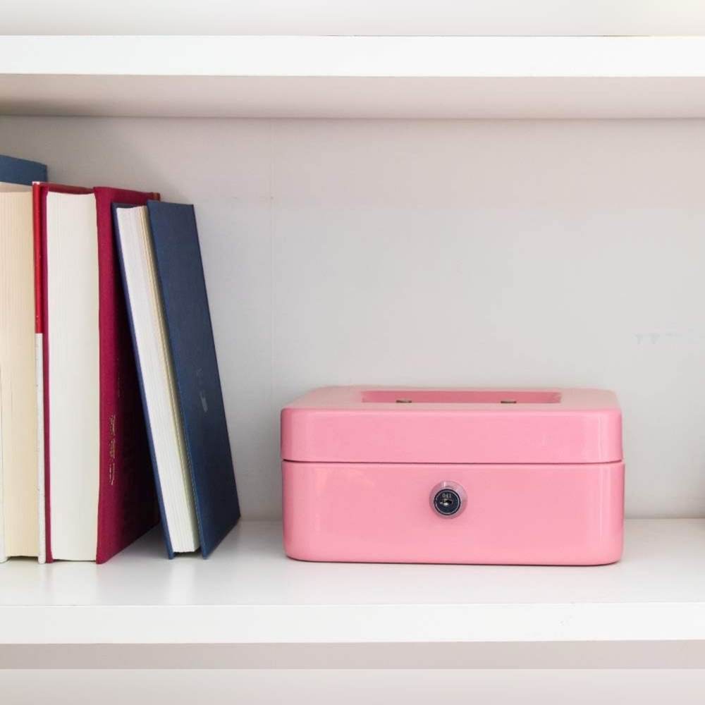 Durable Steel Pink Medium Lock Cash Box With Cash Drawer and a Set Of Lock Keys - Picture 6 of 8